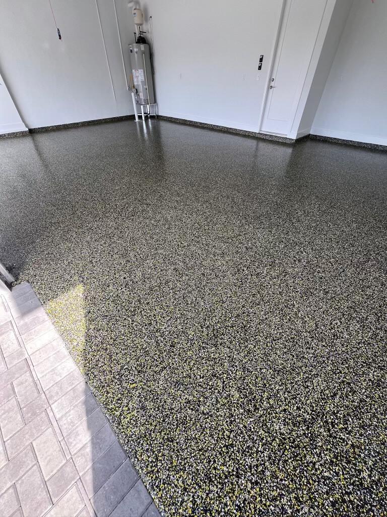 Stunning full flake epoxy garage floor in Boca Raton