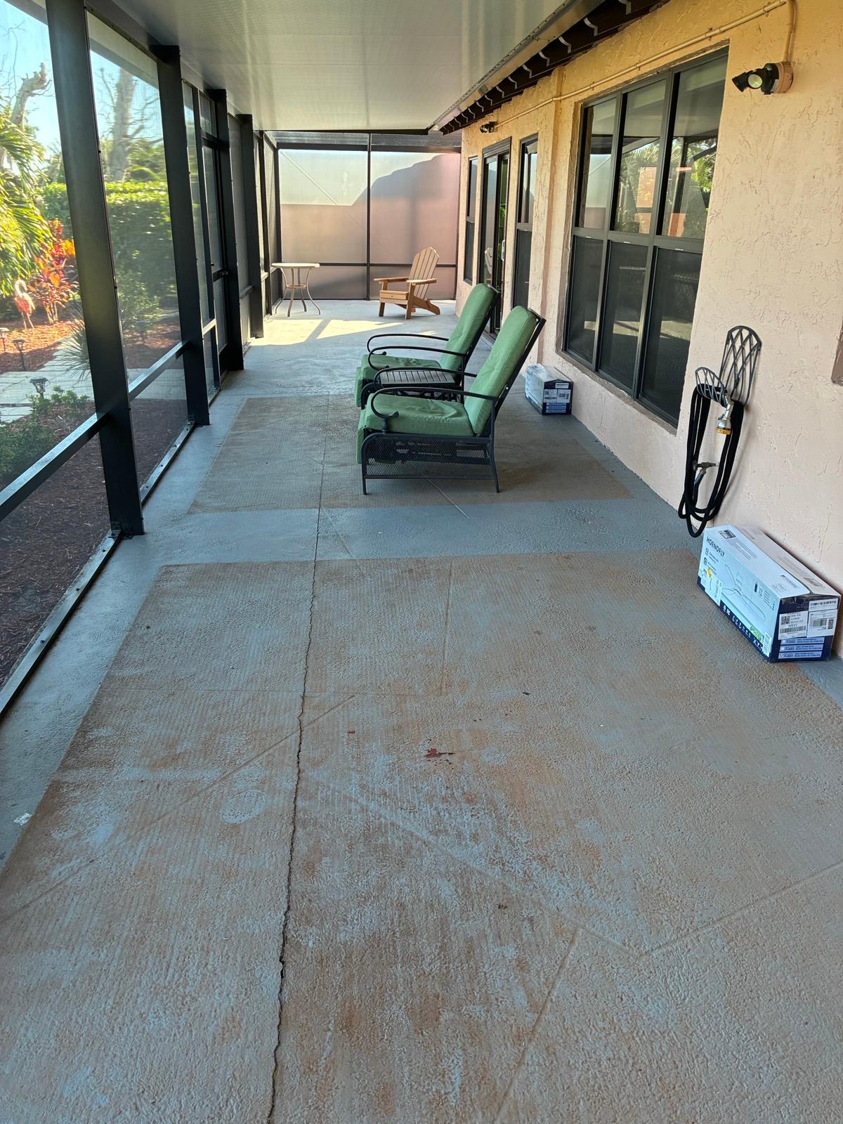 Plain concrete patio before decorative epoxy floor coating in Fort Lauderdale, FL